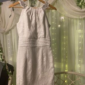 Tahari White Pleated Halter